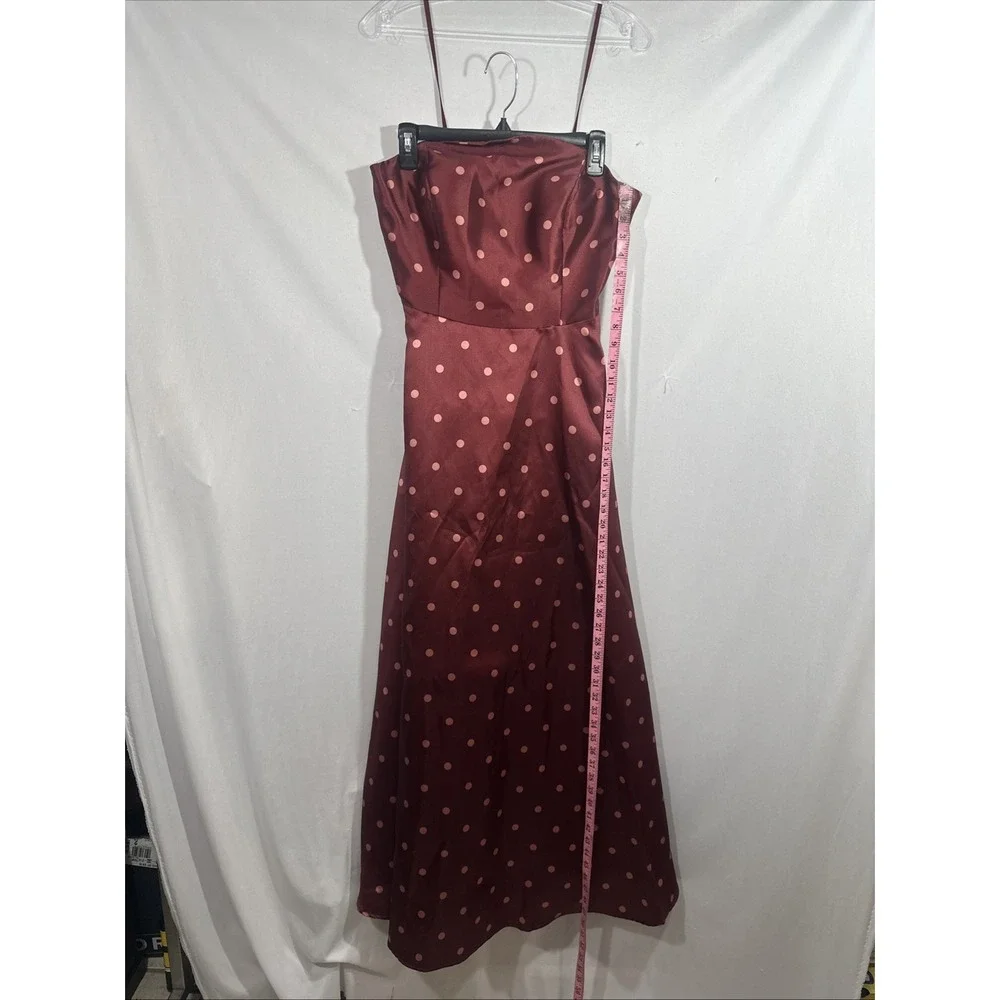 NEW $350 Hutch [ 4 ] Victoria Polka‎ Dot Strapless Gown in Pomegranate Red Q1297
